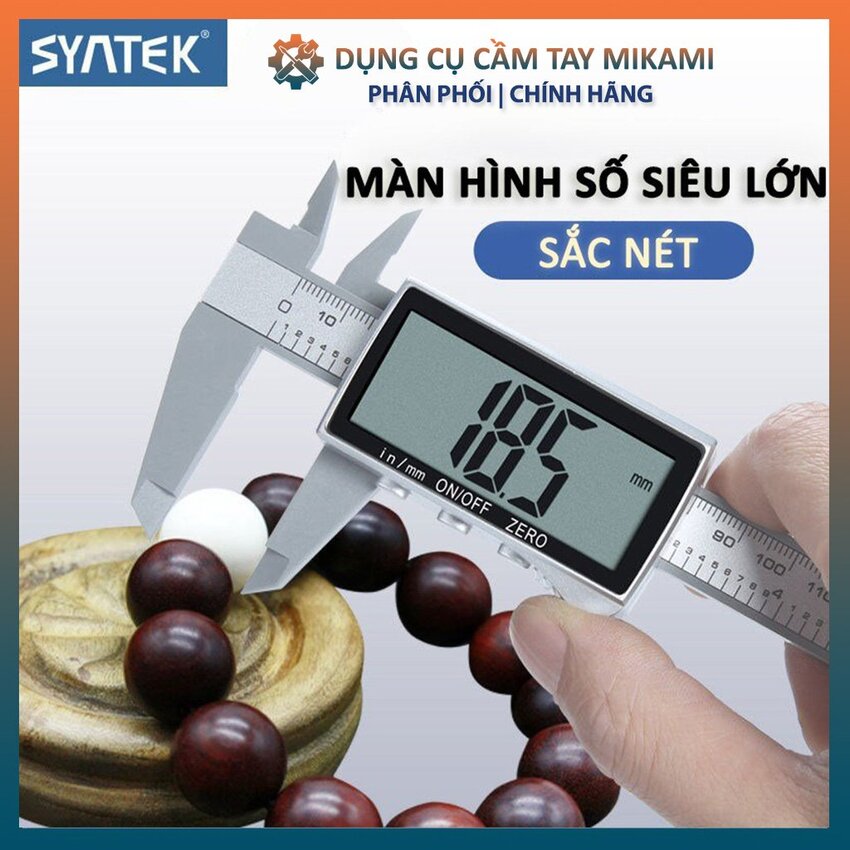 Thước kẹp điện tử 150mm Syntek màn hình LCD hiện thị số lớn sắc nét, nhựa ABS siêu cứng thước cặp chất lượng cao