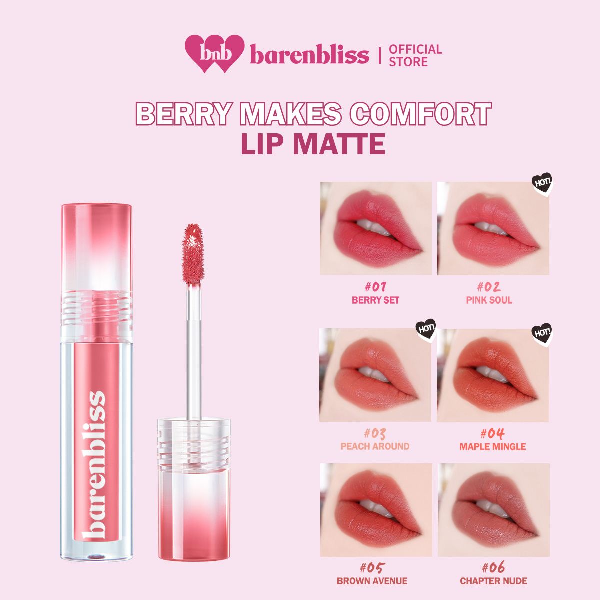 Son Kem Mịn Mướt Chuẩn Màu Lâu Trôi Chính Hãng barenbliss Lip Matte Berry Makes Comfort Lip Matte 3ml