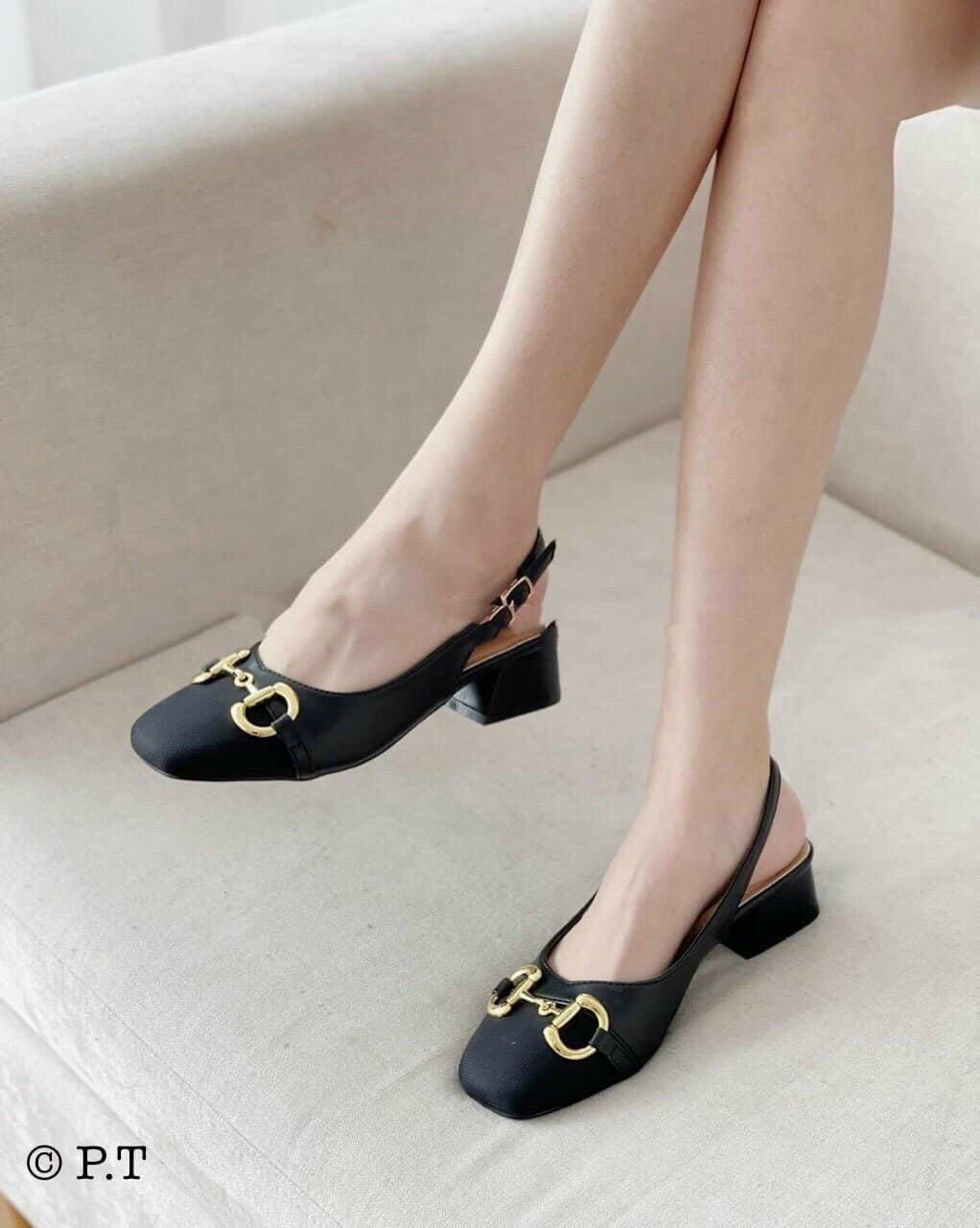 Sandal cao gót phối màu cực đẹp, sandal gắn khoá DD gót 3cm dễ mang