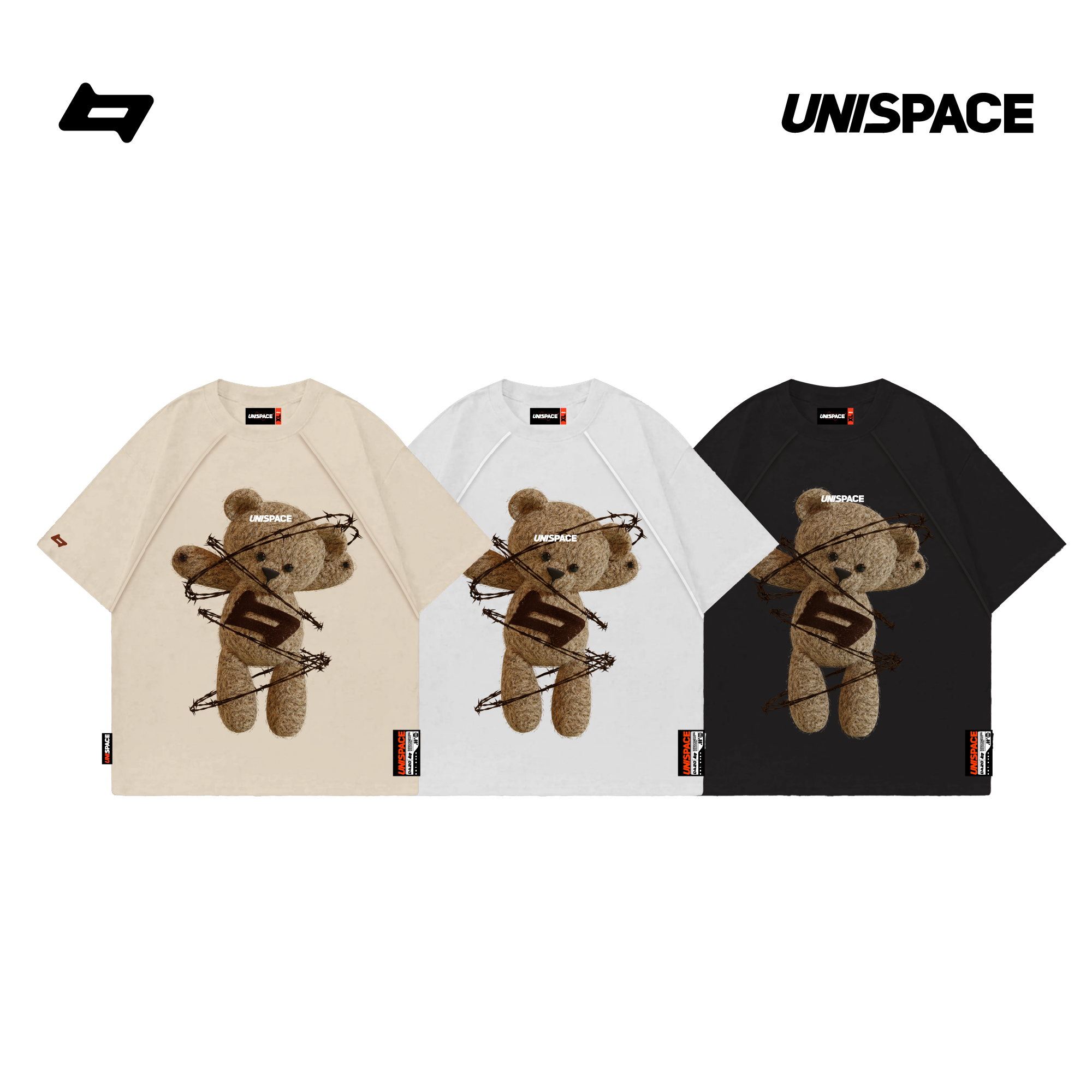 Áo thun local brand By UniSpace tay lỡ form rộng unisex oversize nam nữ Teddy Bear