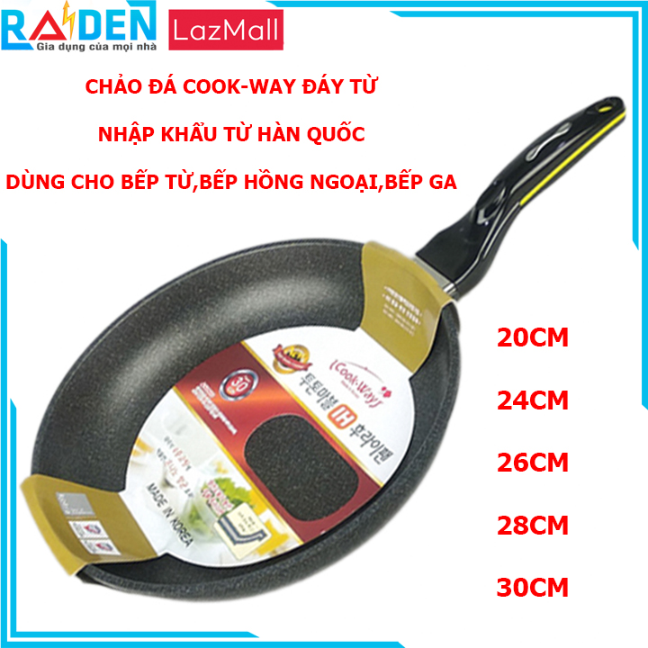 [Hàng Nhập Khẩu] Chảo Chống Dính Đáy Từ Cook Way Đáy 5 Lớp Vân Đá Đường Kính 20cm/24cm/26cm/28cm/30cm Dùng Cho Bếp Từ Bếp Ga Bếp Hồng Ngoại