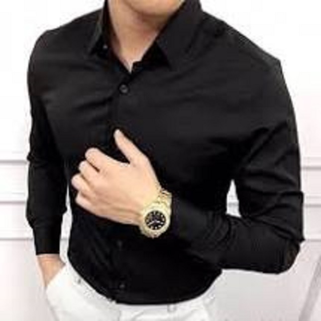 [HCM]ÁO SƠ MI NAM TAY DÀI MÀU ĐEN VẢI KATE CO GIÃN MỀM MỊN THOÁNG MÁT CHỐNG NHĂN SIZE M-6XL TỪ 40-90KG
