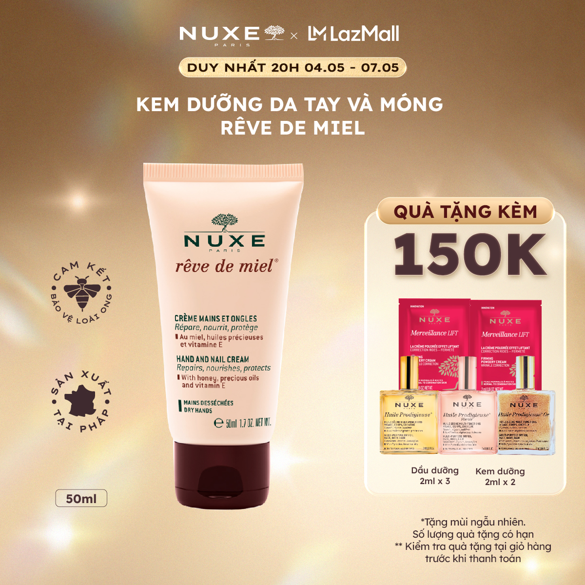 Kem dưỡng da tay và móng Nuxe Rêve de Miel 50ml