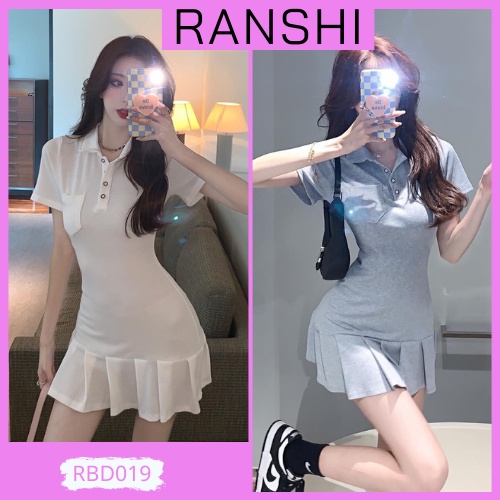 Váy polo đuôi cá ranshi đầm body trẻ trung chất thun gân dày dặn che khuyết điểm hàng loại 1 - rbd019
