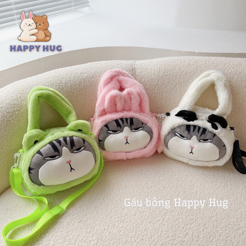 Gấu bông Túi đeo chéo dễ thương hình gấu dâu, stich, mèo hoàng thượng kèm dây đeo đáng yêu cho bé - Happy Hug