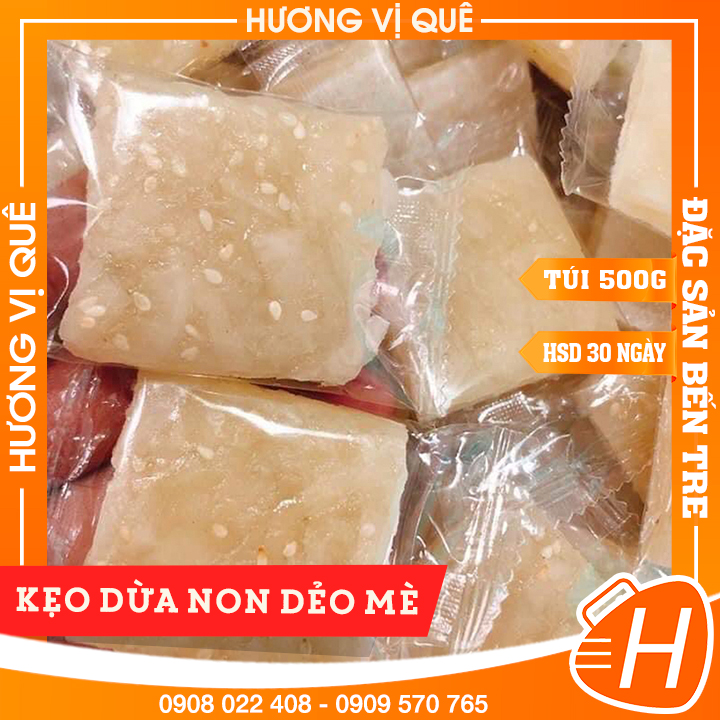 Kẹo dừa non dẻo mè - túi zip 500g - đặc sản bến tre