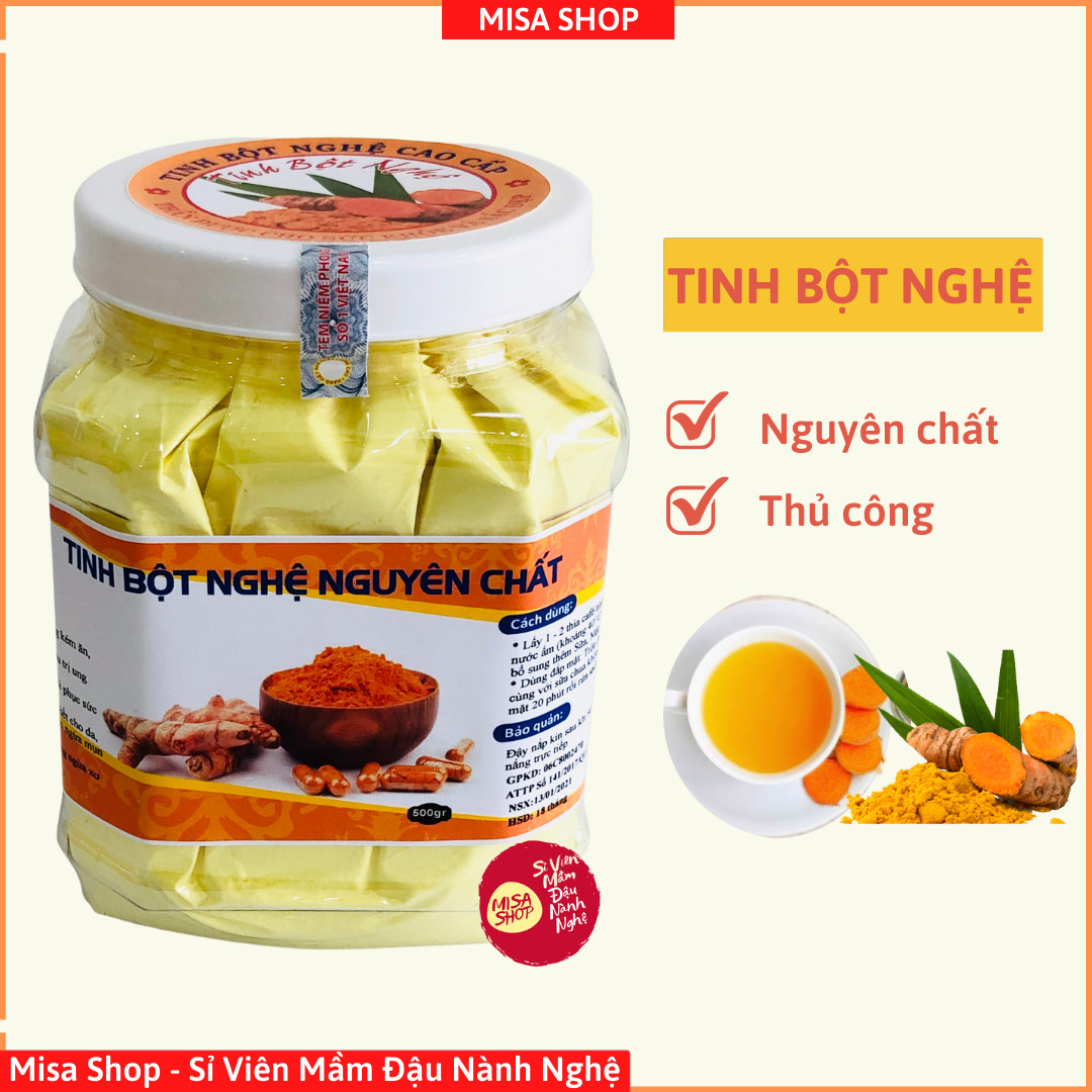 500gr Tinh Bột Nghệ Thủ Công Nguyên Chất Lọc Tinh Dầu Dùng Uống Cho Người Đau Dạ Dày, Phụ Nữ Sau Sinh, Đắp Mặt Nạ Làm Đẹp Da