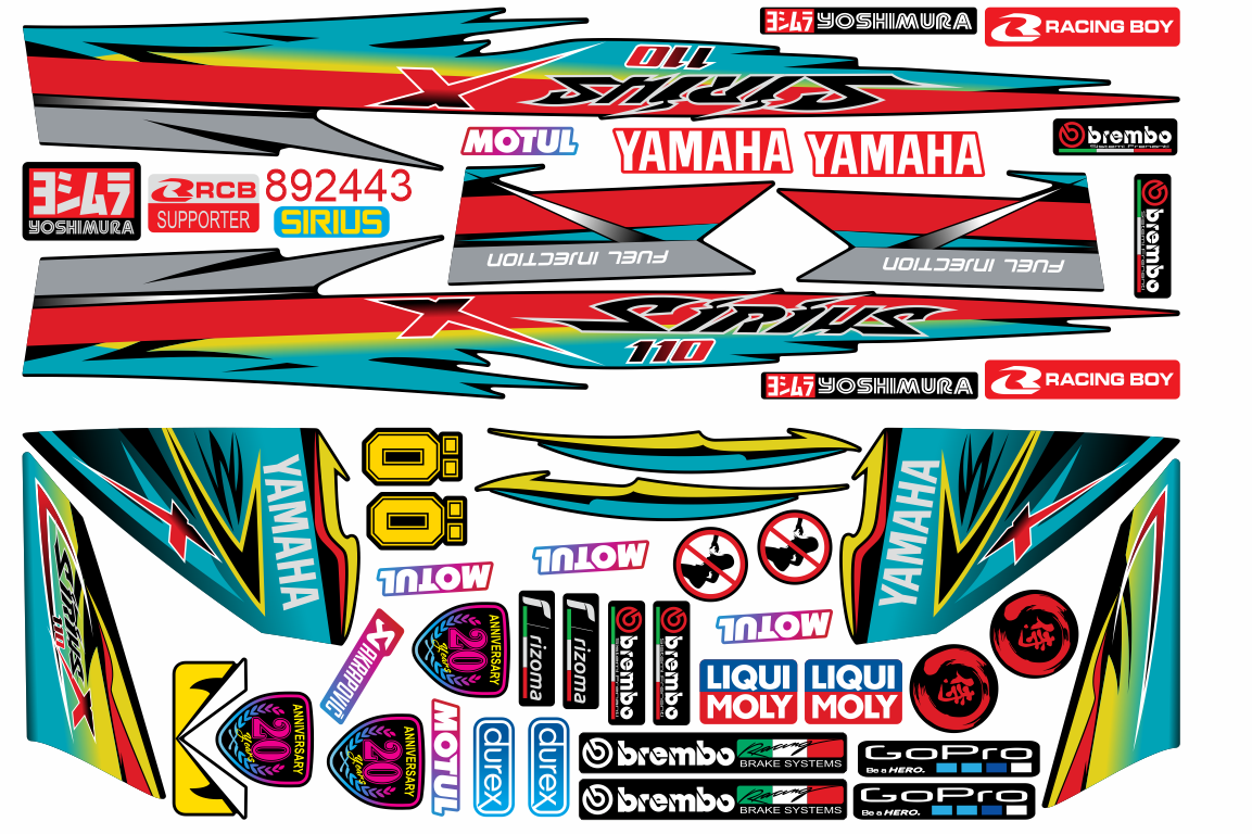 Tem Rời SIRIUS XANH LỤC ĐỎ ĐEN 892443 (Tem Chế 3 Lớp Chống Phai Màu)