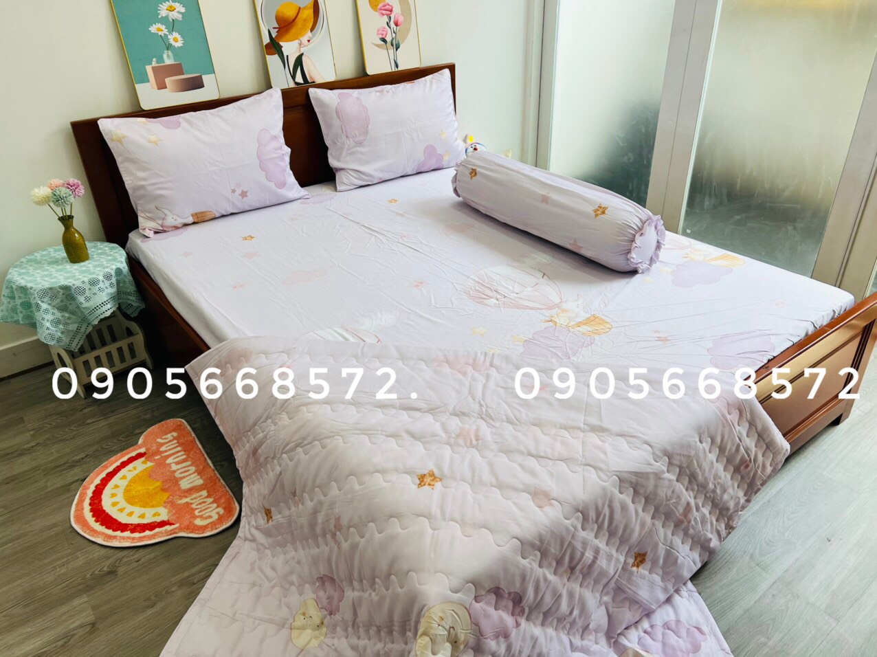 Drap Tencel Lụa mềm mát mịn loáng có chăn kèm theo