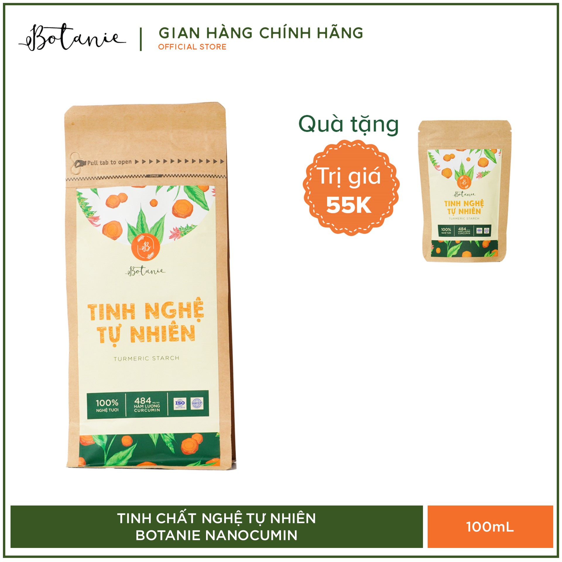 Mua 1 tặng 1 - tinh bột nghệ tự nhiên botanie - 250g - tinh bột nghệ nguyên chất - đã được kiểm nghiệm vsattp + tặng tinh bột nghệ 50g