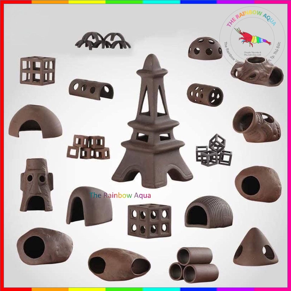Đồ chơi Tép Cảnh, gốm trang trí hồ Tép, cá