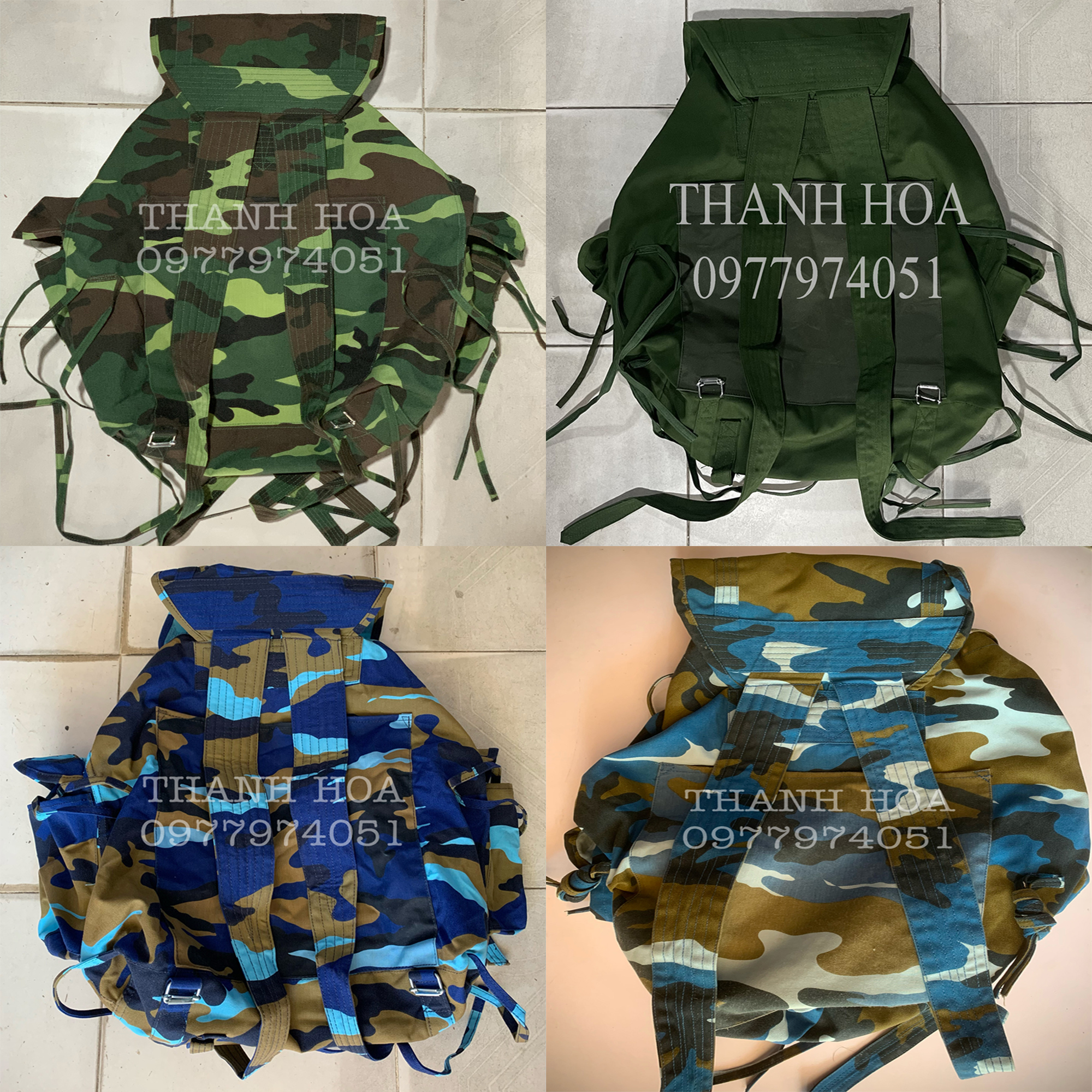 Balo con cóc màu xanh in loang