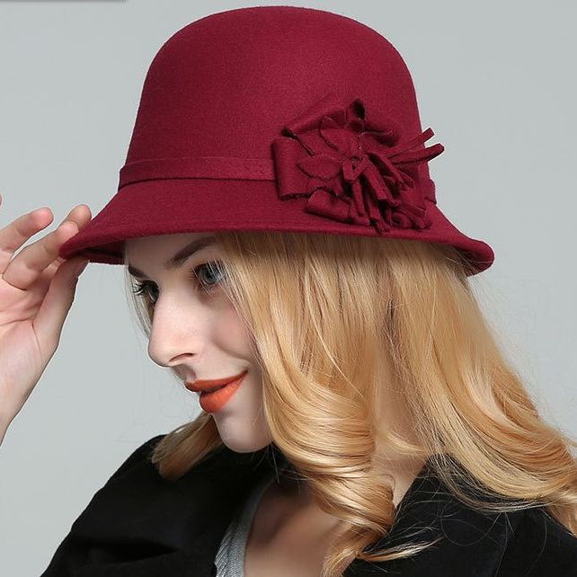 Rong Yu Mũ Chóp Thanh Lịch Cho Nữ Mũ Cổ Điển Vành Rộng Bằng Len Cổ Điển Nơ Thời Trang Mới Nóng Bỏng Hoang Dã