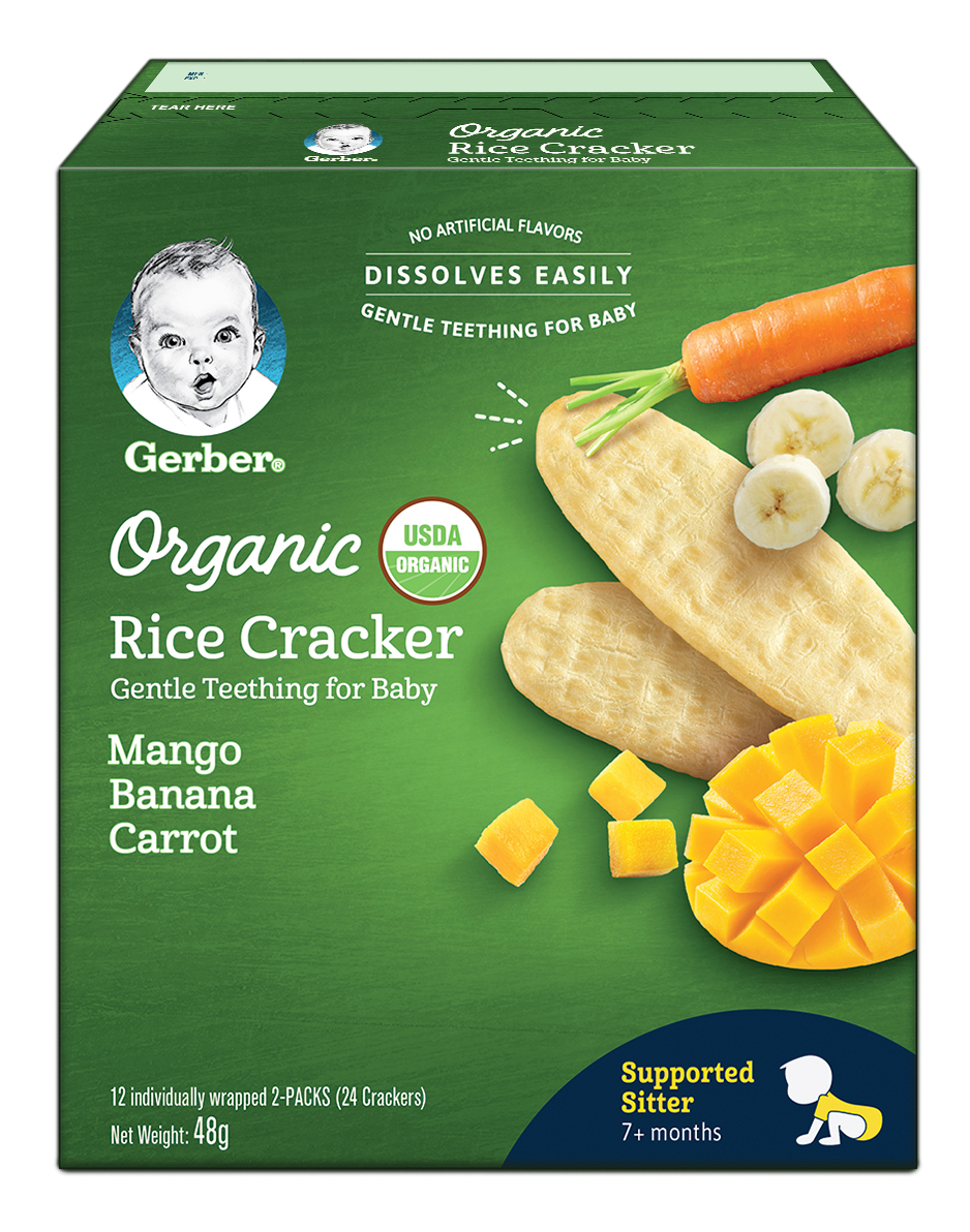 Bánh gạo hữu cơ gerber organic vị chuối xoài cà rốt