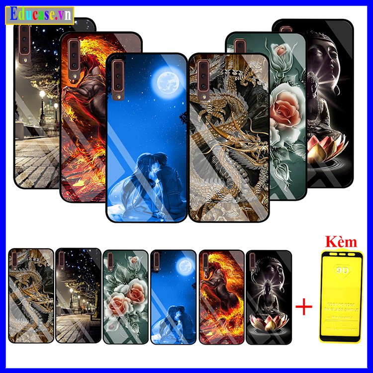 " Combo Ốp lưng Samsung A7 2018" " Mặt Kính 3D" Siêu Sắc Nét Viền Dẻo Cao Cấp Chống Va Đập _ Bảo Vệ Điện Thoại Tốt_ Nhiều Hình Ảnh Đẹp Hợp Phong Thủy_ Tặng Kèm Kính Cường Lực Educase.vn
