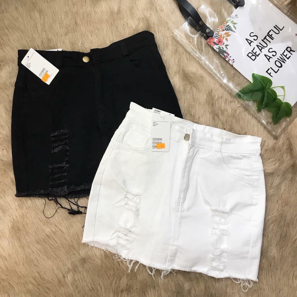 [HCM]CHÂN VÁY JEAN NỮ MÀU TRẮNG RÁCH NHẸ CHẤT CO GIÃN THỜI TRANG CAO CẤP THỎ TÂY SHOP94 MS239
