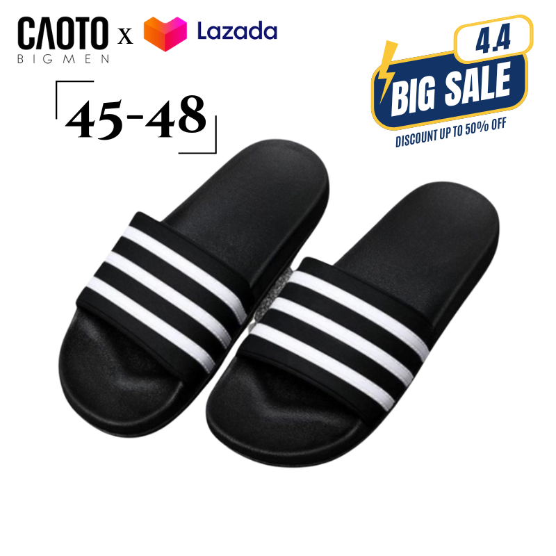 Dép Quai Ngang Big Size Nam [CHÍNH HÃNG] Đen Sọc Trắng  - Dép Big Size Nam 45 46 47 48