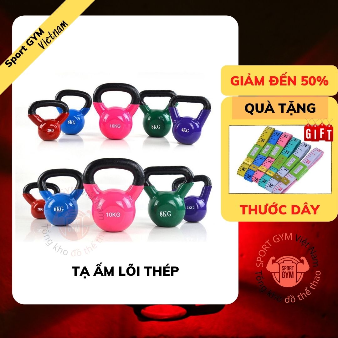 Tạ ấm lõi thép bọc cao su cao cấp Tạ bình vôi Kettlebell