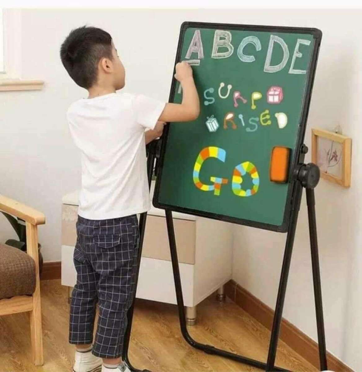 [HCM][SALES TO ]Bảng viết vẽ 2 mặt chống lóa mỏi mắt cho bé trai và bé gái di động thông minh mặt bảng xoay 360 động