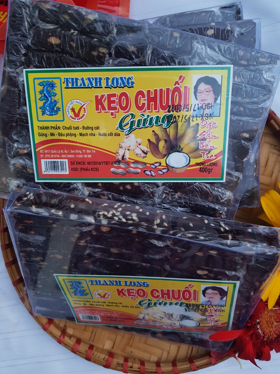 KẸO CHUỐI GỪNG ĐẬU PHỘNG THANH LONG - TÚI 400G-BÁCH HÓA SỈ BOBEN