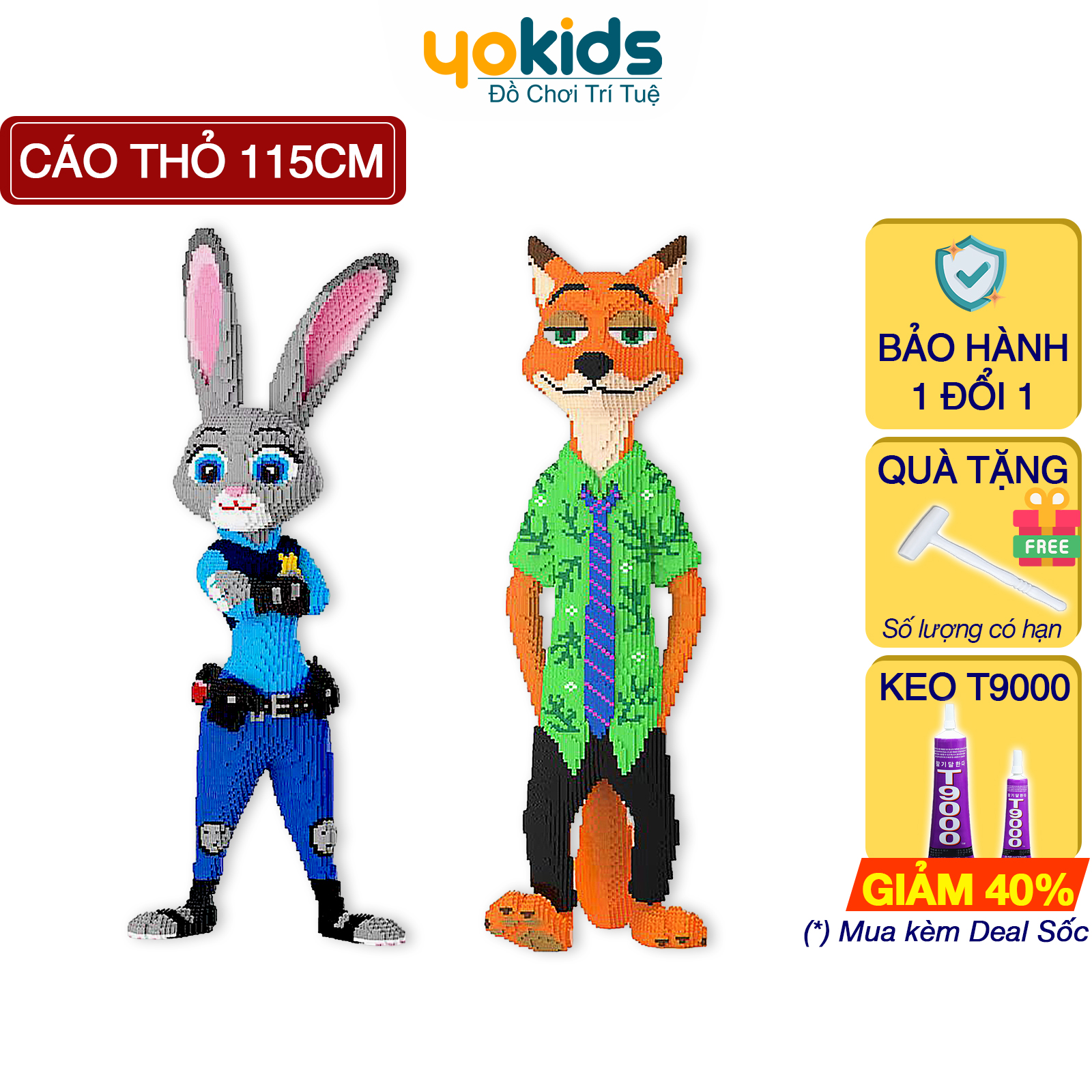 Đồ chơi lắp ráp Cáo và Thỏ 35-115cm Hãng Xinz - Haicaipin, mô hình Mảnh Gai Judy, Nick Cỡ Lớn Sáng Tạo - Shop YOKIDS