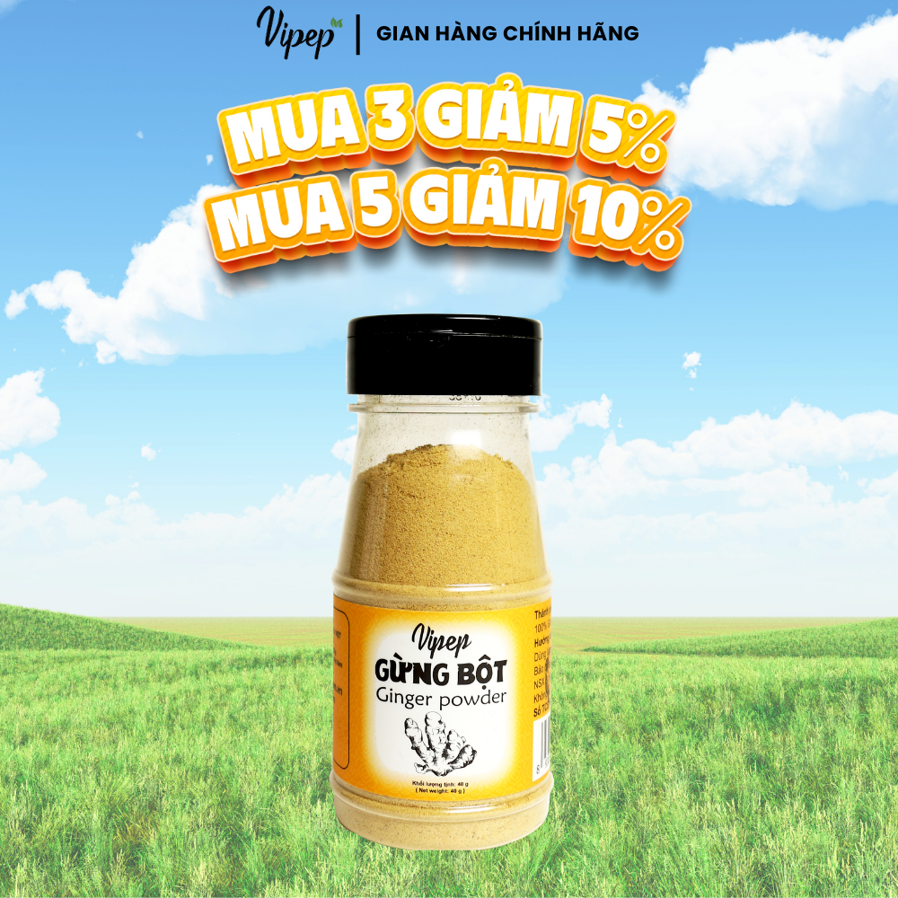 Gừng bột tự nhiên vipep hũ nhựa 40g - gia vị vipep