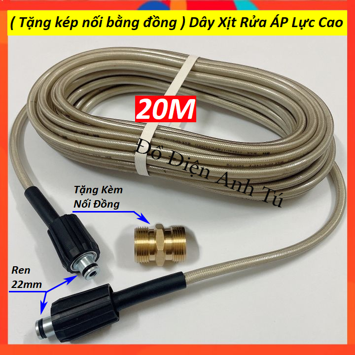 Dây xịt rửa 20m chuyên sử dụng cho máy rửa xe áp lực cao - day rua xe ap luc
