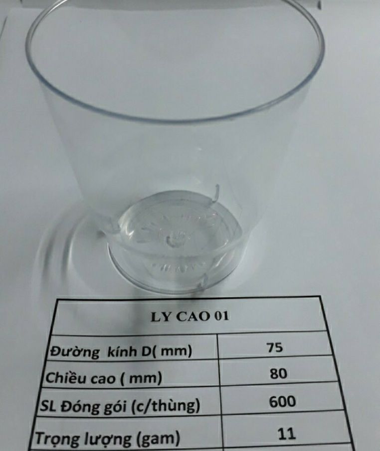 Cốc nhựa cứng dung tích 200ml không nắp(Giá 1 lốc 25 cái)
