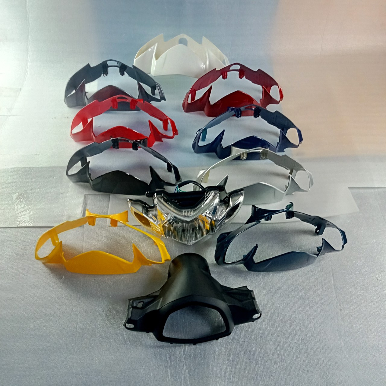 Bộ 3 món ốp đầu phanh ĐĨA xe SIRIUS 110 đời từ 2005 đến 2018 gồm Ốp đầu, kèm gáy + pha đèn