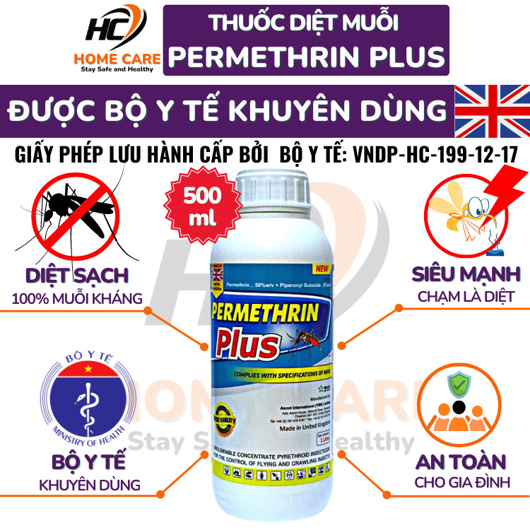 Thuốc Diệt Muỗi PERMETHRIN PLUS 500ml, Nhập Khẩu Anh Quốc Không Mùi, Thuốc Phun Muỗi Y Tế Diệt Muỗi Kháng – HOME CARE