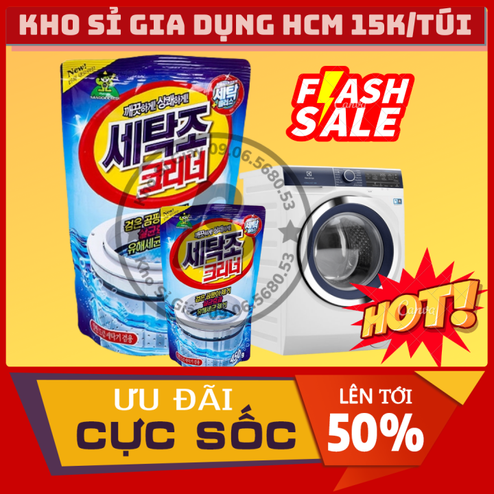 COMBO 3 TÚI Bột tẩy lồng máy giặt Hàn Quốc gói 450Gr