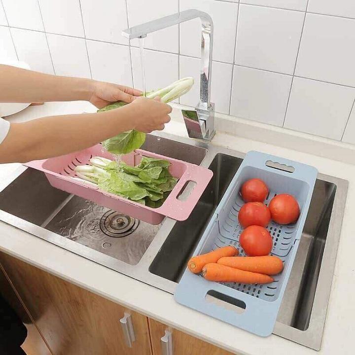 Rổ gác ngang bồn rửa sâu lòng gấp gọn nhựa lúa mạch