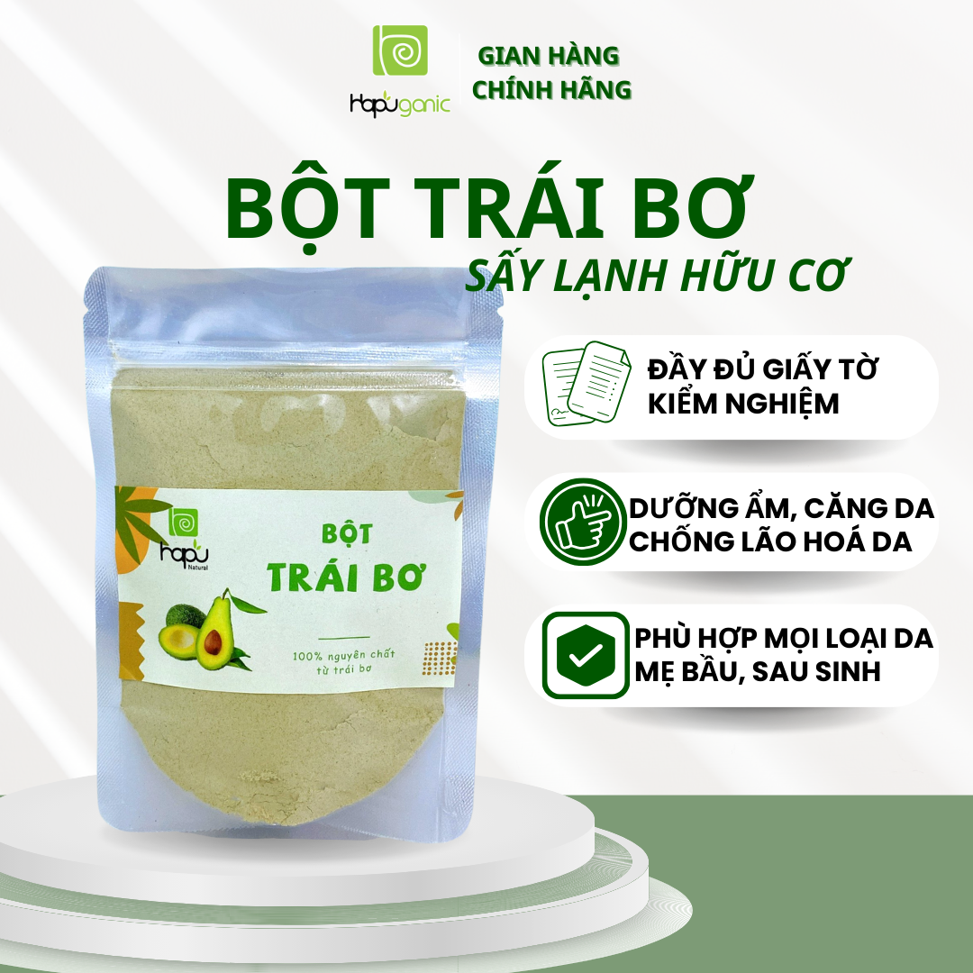 Bột Trái Bơ Đắp Mặt Sấy Lạnh Nguyên Chất Dưỡng Trắng Da Hapuganic