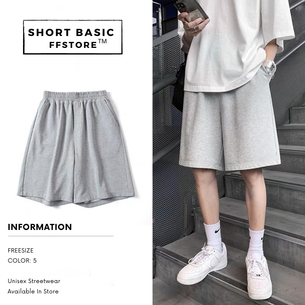 Quần short đùi trơn nam nữ basic chất Cotton thấm hút form Unisex