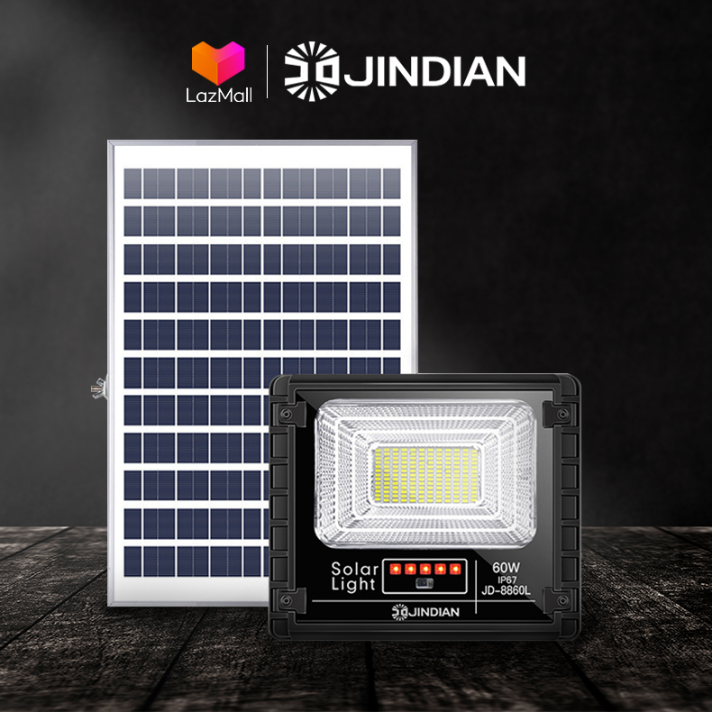 Đèn Năng Lượng Mặt Trời 60W JINDIAN JD8860L - Model 2020  BẢO HÀNH 2 NĂM  Sản phẩm sử dụng 100% năng lượng mặt trời, có điều khiển từ xa tiện lợi và thông minh