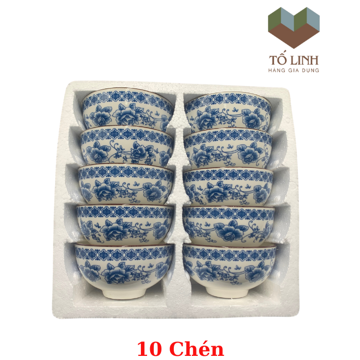 Bộ 10 chén cơm gốm sứ hoa cổ làm quà tặng,chén cơm gốm sứ,bát gốm sứ ăn cơm