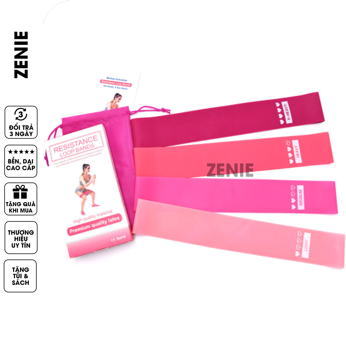 Dây Kháng Lực Mini Band Dây Kháng Lực Tập Gym Tập Mông Tặng Túi PK13