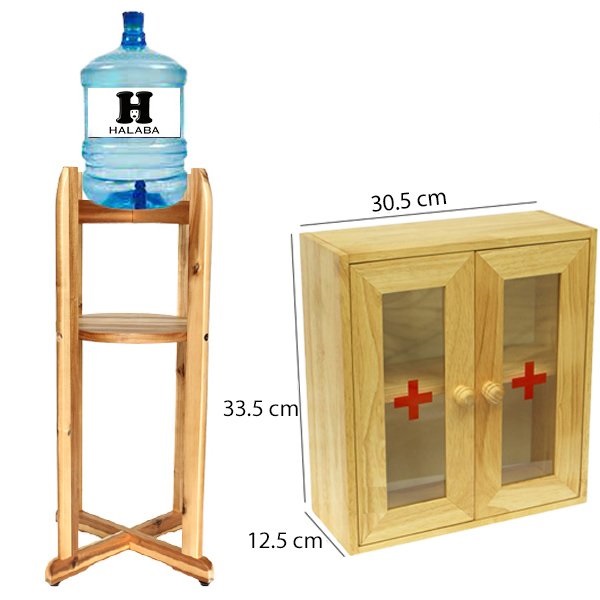 KỆ GỖ ĐỂ BÌNH NƯỚC 20 LÍT VÀ TỦ THUỐC Y TẾ GIA ĐÌNH - BỀN ĐẸP, SANG TRỌNG - GỖ CMART HOME