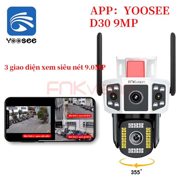 BẢO HÀNH 12 THÁNG Camera Wifi 3 Mắt Yoosee Độ Phân Giải FullHD 4K 9.0Mpx Camera IP Wifi YooSee Giám Sát Trong Nhà Ngoài Trời Hình Ảnh Sắc Nét Ban Đêm Xem Có Màu Đàm Thoại 2 Chiều Góc Quay Siêu Rộng Kết Nối Điện Thoại Giám Sát Từ Xa.