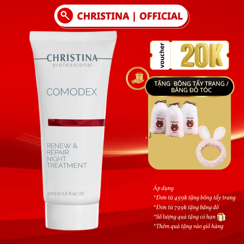 Kem dưỡng ẩm ban đêm comodex renew & repair night treatment christina giúp phục hồi chuyên sâu, tái tạo da dầu mụn 50ml. 0783.289.750