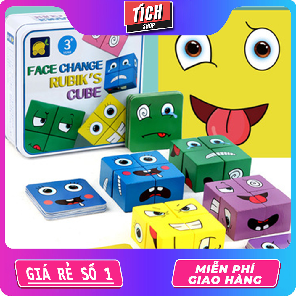 Bộ Xếp Hình Thay Đổi Biểu Cảm Khuôn Mặt Bằng Gỗ Hộp Thép TICHSHOP