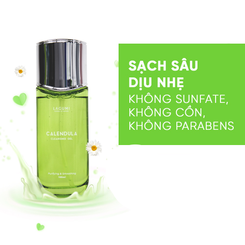 Sữa rửa mặt tạo bọt sạch sâu ngừa mụn phù hợp mọi loại da Lagumi Calendula Cleansing Gel 100ml an toàn cho mẹ bầu