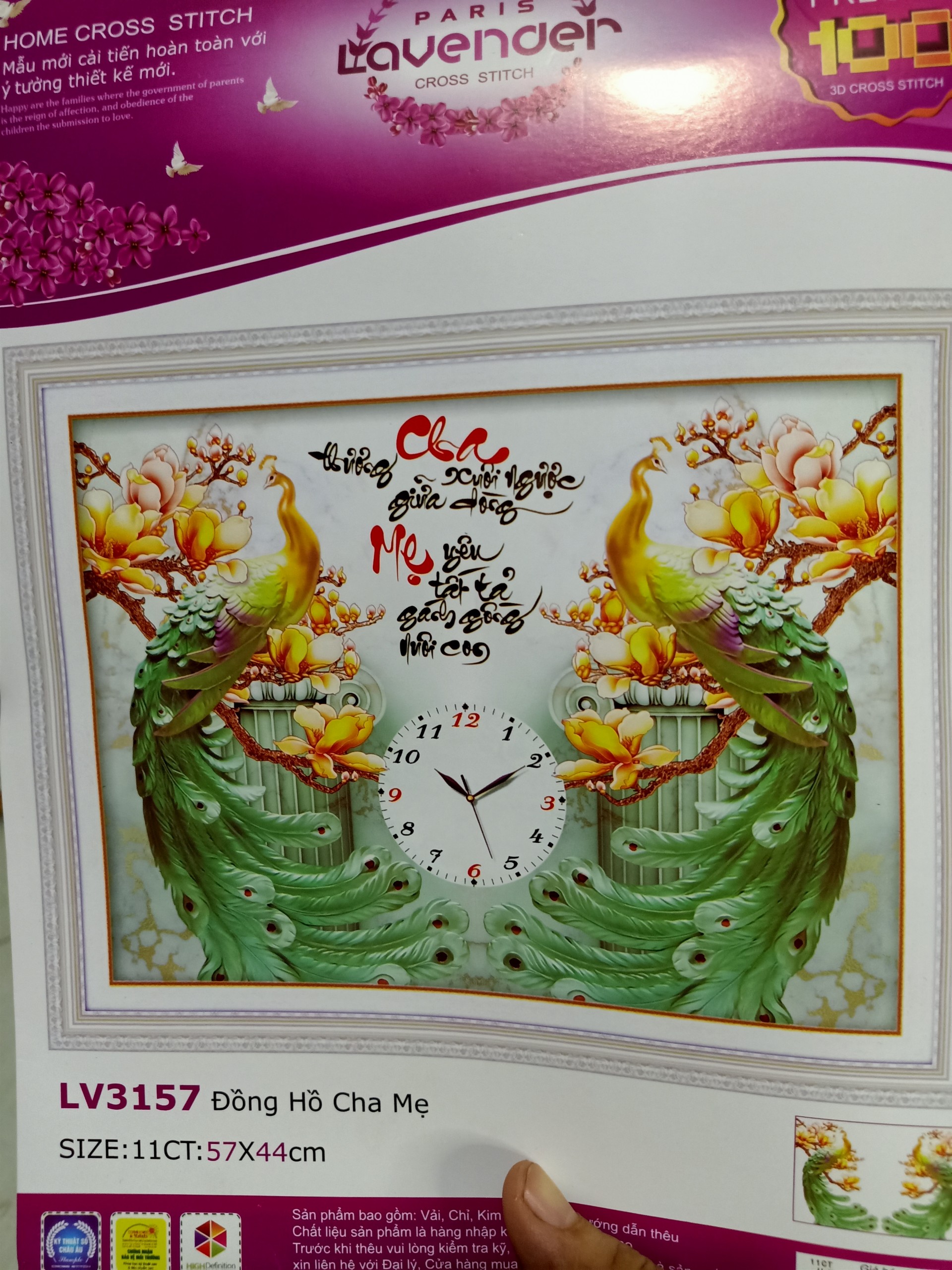 Tranh thêu chữ thập đồng hồ cha mẹ 222817