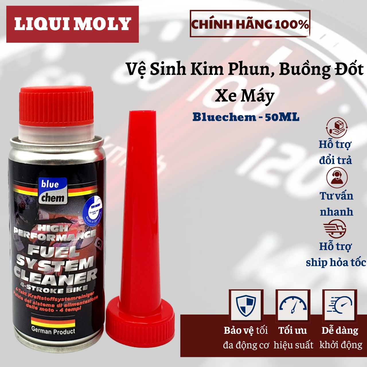 Phụ gia tẩy cặn cacbon, Kim phun Bluechem Fuel System Cleaner 50ML