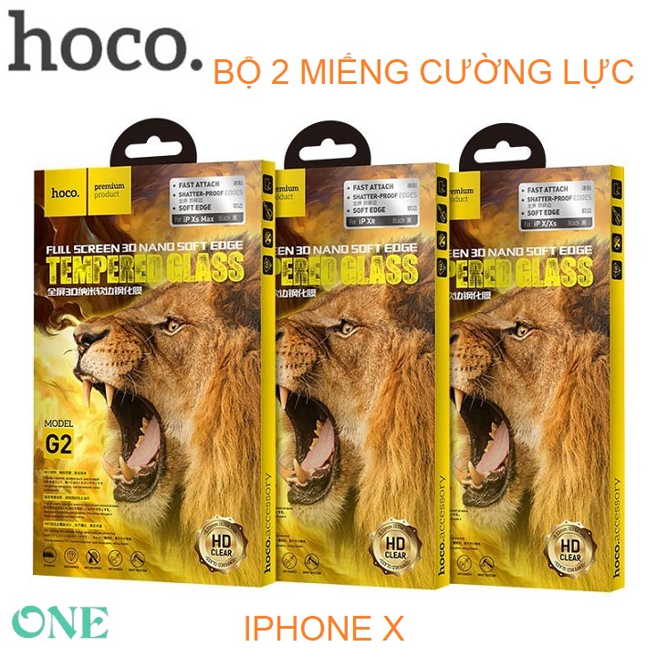 Combo 2 kính cường lực g2 hoco chính hãng cho ip x xs