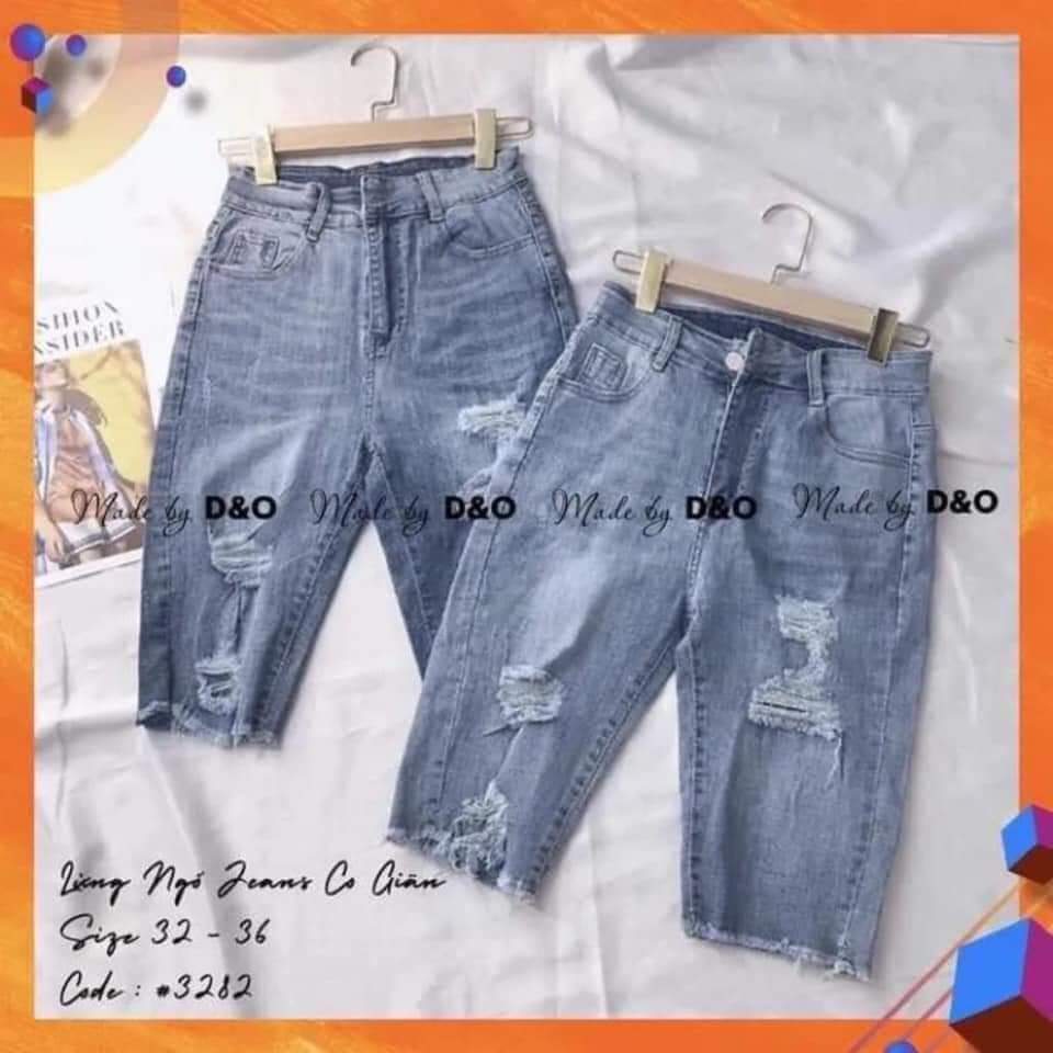 Quần ngố jeans nữ bigsize, xanh đậm, xanh sáng, đen trơn, lưng cao trên rốn, co giãn mạnh