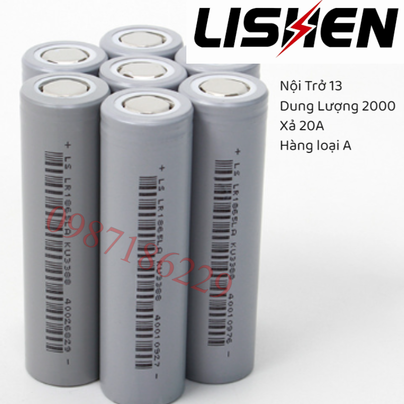 15 cell pin lishen 18650 mới dung lượng 2000 xả 20a bảo hành 1 đổi 1 trong 12 tháng pin loại a