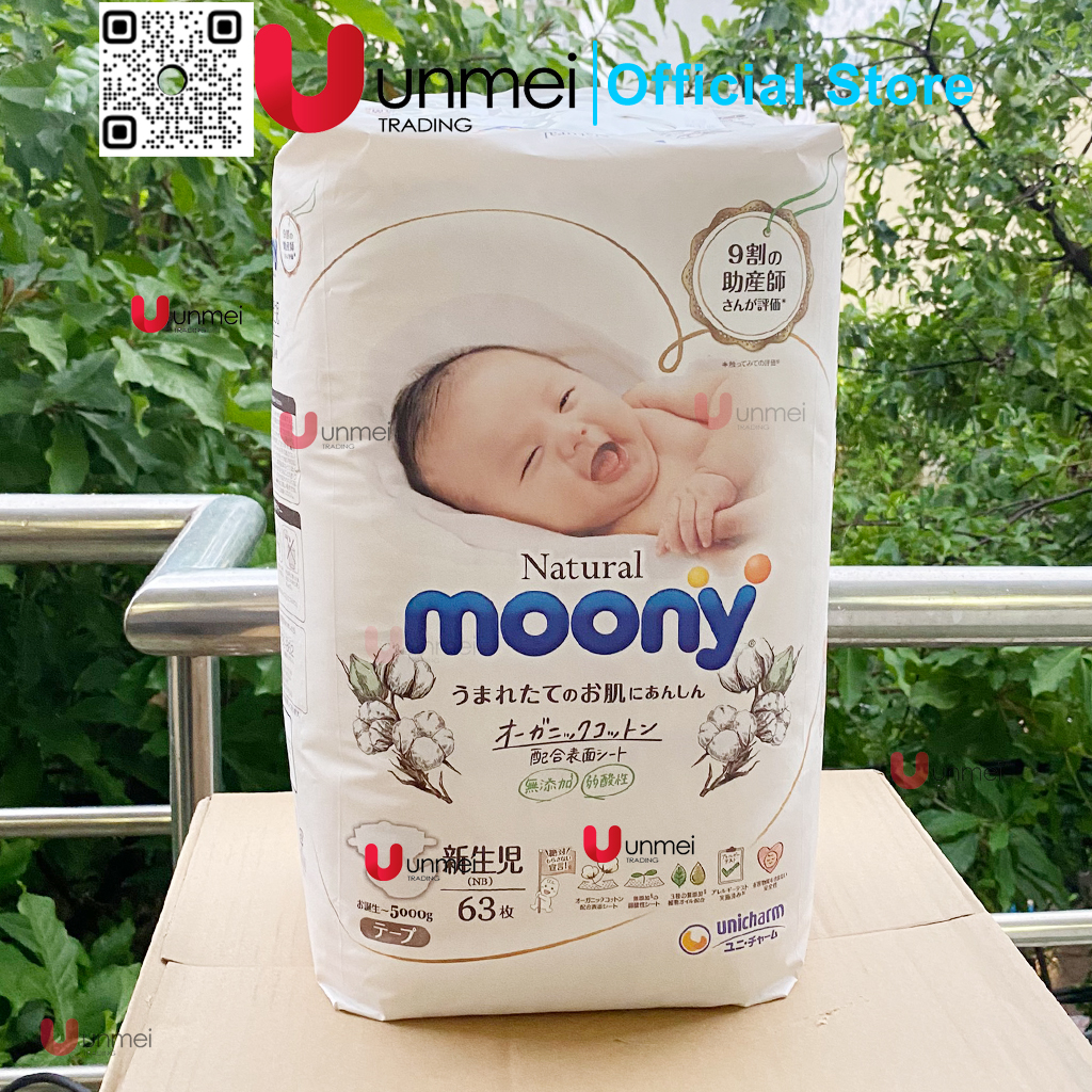 Bỉm/Tã Dán Moony Natural Bông Organic Newborn 63 - Hàng Chính Hãng, Giao Hỏa Tốc Tại Unmei Trading