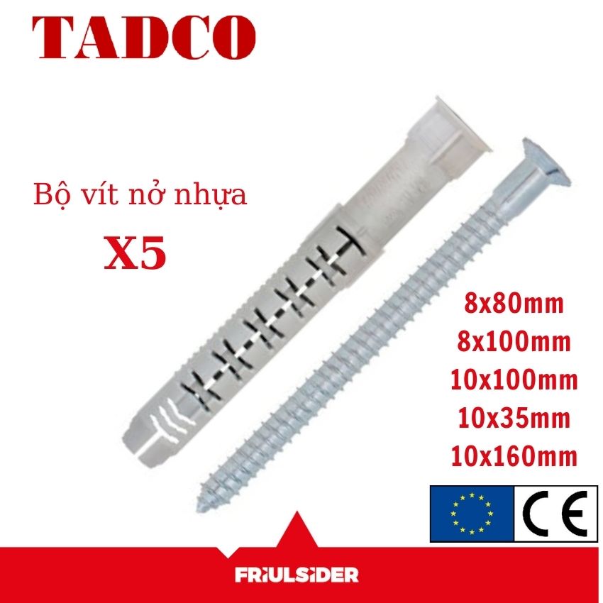 Vít tắc kê nở nhựa ý cao cấp 8li , 10li , fm - x5 friulsider đầu bằng hoa thị