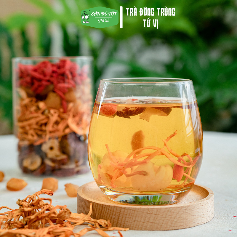 30 gói trà đông trùng hạ thảo tứ vị long nhãn, táo đò, kỉ tử, cỏ ngọt